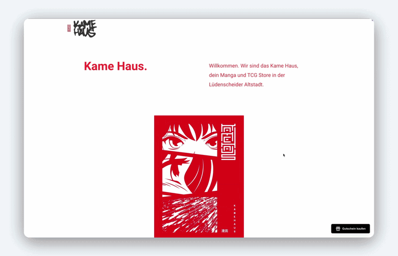 Beispiel: Gutschein-Kaufen Button direkt auf der Website wie bei Kame Haus